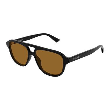 Alexander McQueen Occhiali da Sole AM0573S 003 Nero/Marrone Unisex 2