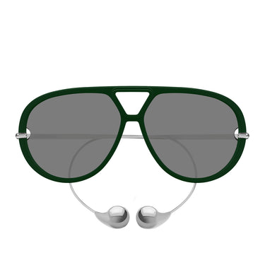 Bottega Veneta Okulary Przeciwsłoneczne BV1273S 008 Drop Aviator Zielony/Szary Unisex