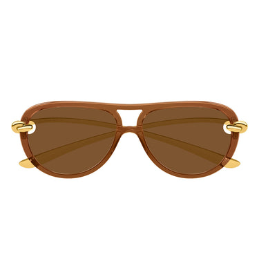 Bottega Veneta Okulary Przeciwsłoneczne BV1418S 004 Złoto/Brąz Damskie