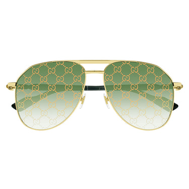 Gucci Okulary Przeciwsłoneczne GG1220S 004 Złoto/Zielony Męskie