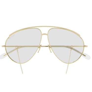 Gucci Okulary Przeciwsłoneczne GG1654S 010 Złoto/Przezroczyste Damskie z Łańcuszkiem