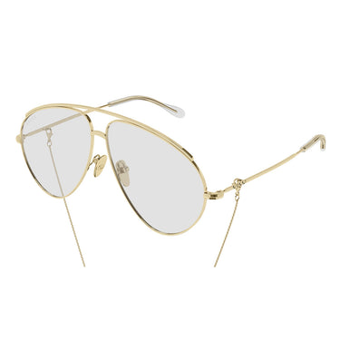 Gucci Okulary Przeciwsłoneczne GG1654S 010 Złoto/Przezroczyste Damskie z Łańcuszkiem 2