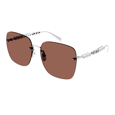 Gucci Okulary Przeciwsłoneczne GG1923SA 002 Srebrne/Brązowe Damskie