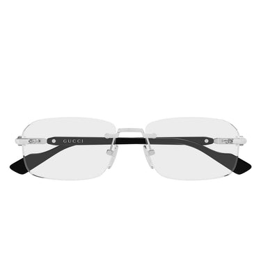 Gucci Occhiali da Vista GG1221O 008 Argento Nero/Trasparente Uomo