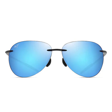 Maui Jim Occhiali da Sole SUGAR BEACH B421-02 MJ0421S 006 Nero Lucido/Blu Hawaii Unisex Polarizzati
