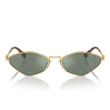Miu Miu Okulary Przeciwsłoneczne MU56ZS 5AK04M Złoto/Zielony Srebrne Lustro Damskie