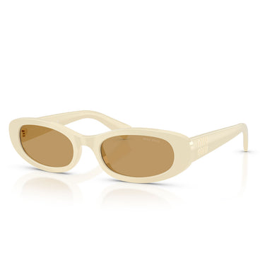 Miu Miu Occhiali da Sole MUC02S 24R10Y Bianco Latte Marrone Donna 2