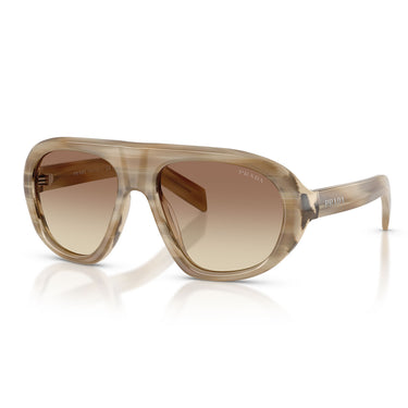 Prada Occhiali da Sole PRC05S 25P21C Beige Striato/Marrone Sfumato Giallo Donna