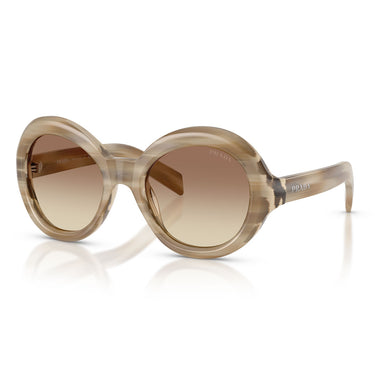 Prada Occhiali da Sole PRD08SU 25P21C Beige Striato/Marrone Sfumato Giallo Donna