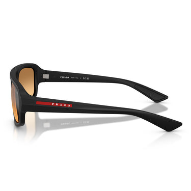 Prada Occhiali da Sole PSB11SU 1BO40Z Linea Rossa Nero Opaco Arancione Specchiato Uomo 3