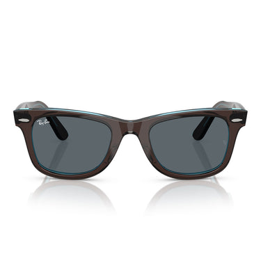 Ray-Ban Lunettes de Soleil RB2140 1446R5 Wayfarer Marron sur Bleu Transparent/Bleu Unisexe