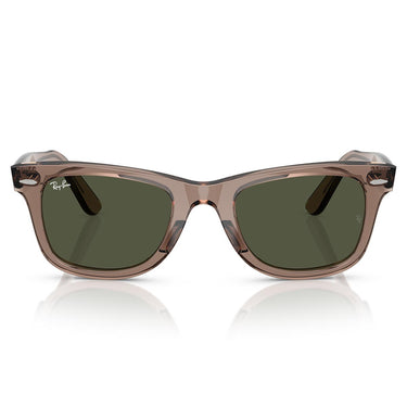Ray-Ban Occhiali da Sole RB2140 682731 Wayfarer Marrone Chiaro Trasparente/Verde Crystal Unisex