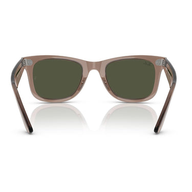Ray-Ban Occhiali da Sole RB2140 682731 Wayfarer Marrone Chiaro Trasparente/Verde Crystal Unisex