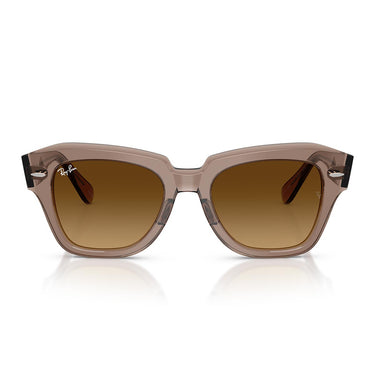 Ray-Ban Occhiali da Sole RB2186 682785 State Street Striato Marrone Chiaro Trasparente/Marrone Chiaro Unisex