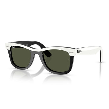 Ray-Ban Okulary Przeciwsłoneczne RB2240 144431 Wayfarer Biały Na Czarnym Zielony Unisex 2