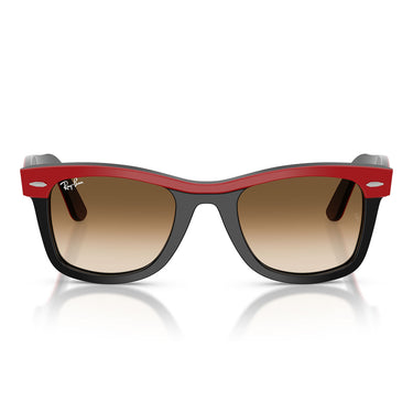Ray-Ban Okulary Przeciwsłoneczne RB2240 955/51 Wayfarer Czerwone na Czarnym/Brązowe Przeźroczyste Unisex