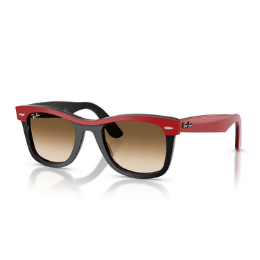 Ray-Ban Okulary Przeciwsłoneczne RB2240 955/51 Wayfarer Czerwone na Czarnym/Brązowe Przeźroczyste Unisex 2
