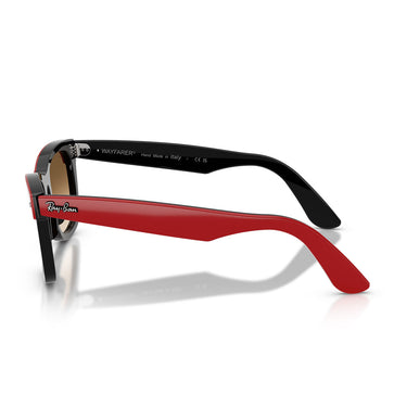Ray-Ban Okulary Przeciwsłoneczne RB2240 955/51 Wayfarer Czerwone Na Czarnym/Brązowe Przejrzyste Unisex 3