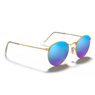 Ray-Ban Okulary Przeciwsłoneczne RB3447 112/4L Round Metal Złoto/Niebieski Unisex Polaryzowane 5