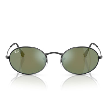 Ray-Ban Occhiali da Sole RB3547N 002/68 Oval Nero/Blu Specchiato Unisex