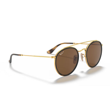 Ray-Ban Occhiali da Sole RB3647N 001 57 Round Double Bridge Oro Arista Marrone B-15 Unisex Polarizzati 5