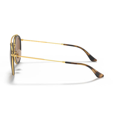 Ray-Ban Occhiali da Sole RB3647N 001 57 Round Double Bridge Oro Arista Marrone B-15 Unisex Polarizzati 3