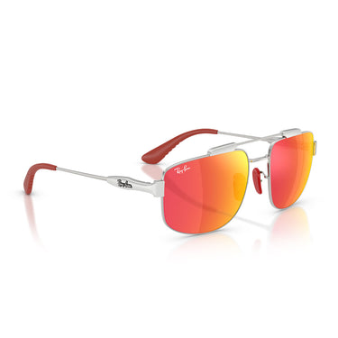 Ray-Ban Occhiali da Sole RB3789M F0071D x Scuderia Ferrari Argento/Rosso Grigio Specchiato Unisex 4