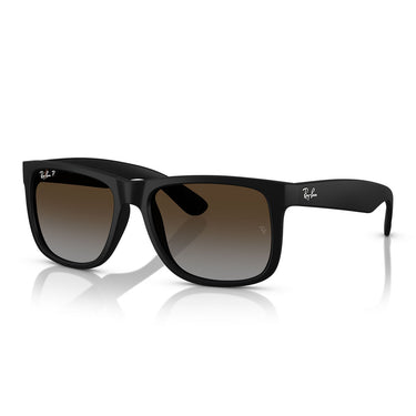 Ray-Ban Occhiali da Sole RB4165 622 T5 Justin Gomma Nera Grigio Sfumato Marrone Unisex Polarizzati 2
