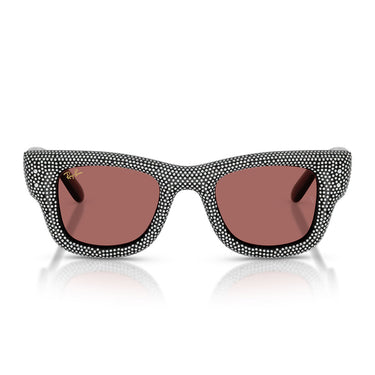 Ray-Ban Occhiali da Sole RB4940BP 686585 Wayfarer Puffer X ASAP Rocky Nero con Strass Violetto Scuro Unisex