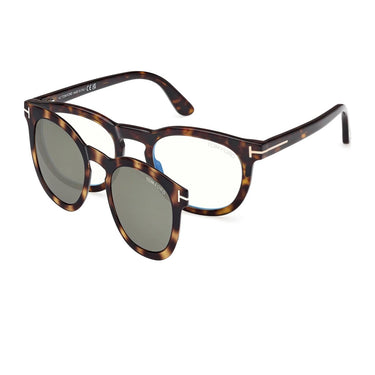 Tom Ford Occhiali da Vista FT5993-B 052 Marrone/Trasparente con Clip Verde Uomo