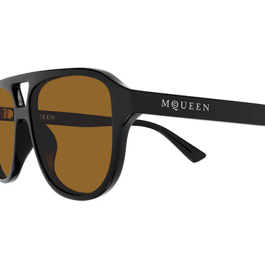 Alexander McQueen Occhiali da Sole AM0573S 003 Nero/Marrone Unisex 3