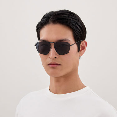 Balenciaga Okulary Przeciwsłoneczne BB0246SA 005 Szary Niebieski Męskie 4