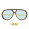 Bottega Veneta Okulary Przeciwsłoneczne BV1273S 007 Drop Aviator Havana/Zielone Unisex