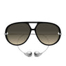Bottega Veneta Okulary Przeciwsłoneczne BV1273S 010 Drop Aviator Czarny/Brązowy Unisex
