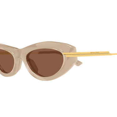 Bottega Veneta Okulary Przeciwsłoneczne BV1368S 005 Złoto/Brąz Damskie 3