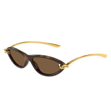 Bottega Veneta Okulary Przeciwsłoneczne BV1390S 002 Złoto/Brąz Damskie 2