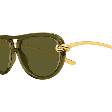 Bottega Veneta Okulary Przeciwsłoneczne BV1418S 003 Złoto/Zielony Damskie 3