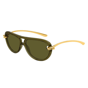 Bottega Veneta Okulary Przeciwsłoneczne BV1418S 003 Złoto/Zielony Damskie 2