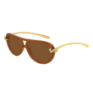 Bottega Veneta Okulary Przeciwsłoneczne BV1418S 004 Złoto/Brąz Damskie 2