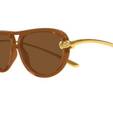 Bottega Veneta Okulary Przeciwsłoneczne BV1418S 004 Złoto/Brąz Damskie 3
