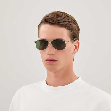 Bottega Veneta Occhiali da Sole BV1508S 004 Argento/Verde Unisex 4