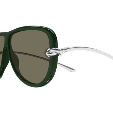 Bottega Veneta Occhiali da Sole BV1513S 004 Verde Argento/Marrone Unisex 3