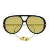 Bottega Veneta Sunglasses BV1273S 003 Drop Aviator Black/Yellow Unisex