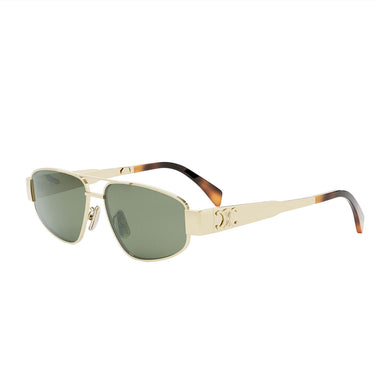 Celine Okulary Przeciwsłoneczne CL40281U 30N Złoto/Zielony Unisex 2
