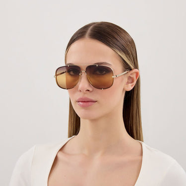 Chloé Occhiali da Sole CH0348S 004 Oro Giallo Donna 4
