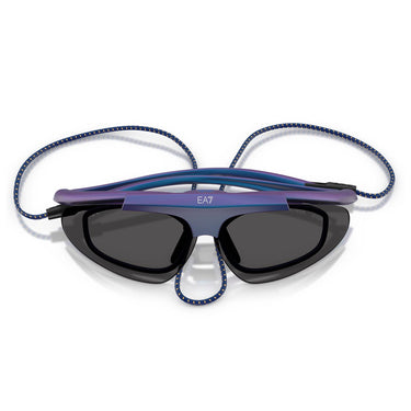 Emporio Armani Occhiali da Sole Q74010 629187 x Milano Cortina 2026 Blu Iridescente/Grigio Scuro Uomo 5