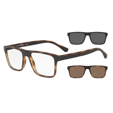 Emporio Armani Occhiali da Vista EA4115 58021W Marrone Opaco/Trasparente con 2 Clip Uomo