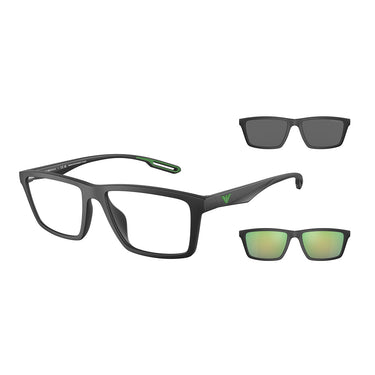 Emporio Armani Occhiali da Vista EA4189U 50011W Nero Opaco/Trasparente con 2 Clip Uomo 4