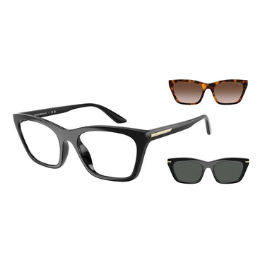 Emporio Armani Occhiali da Vista EA4274BU 50171W Nero Lucido/Trasparente con 2 Clip Donna 1