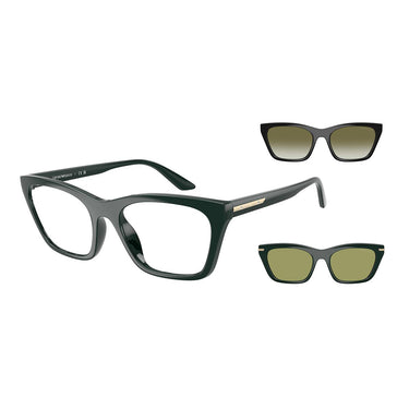 Emporio Armani Occhiali da Vista EA4274BU 63801W Verde Scuro Lucido/Trasparente con 2 Clip Donna 1